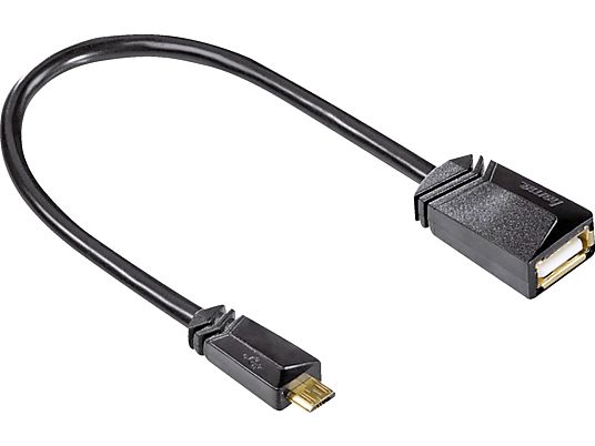 HAMA Câble adaptateur USB-2.0-OTG, 0.15 m - Câble de micro-couplage USB Micro-A., 0.15 m, 480 Mbit/s, Noir