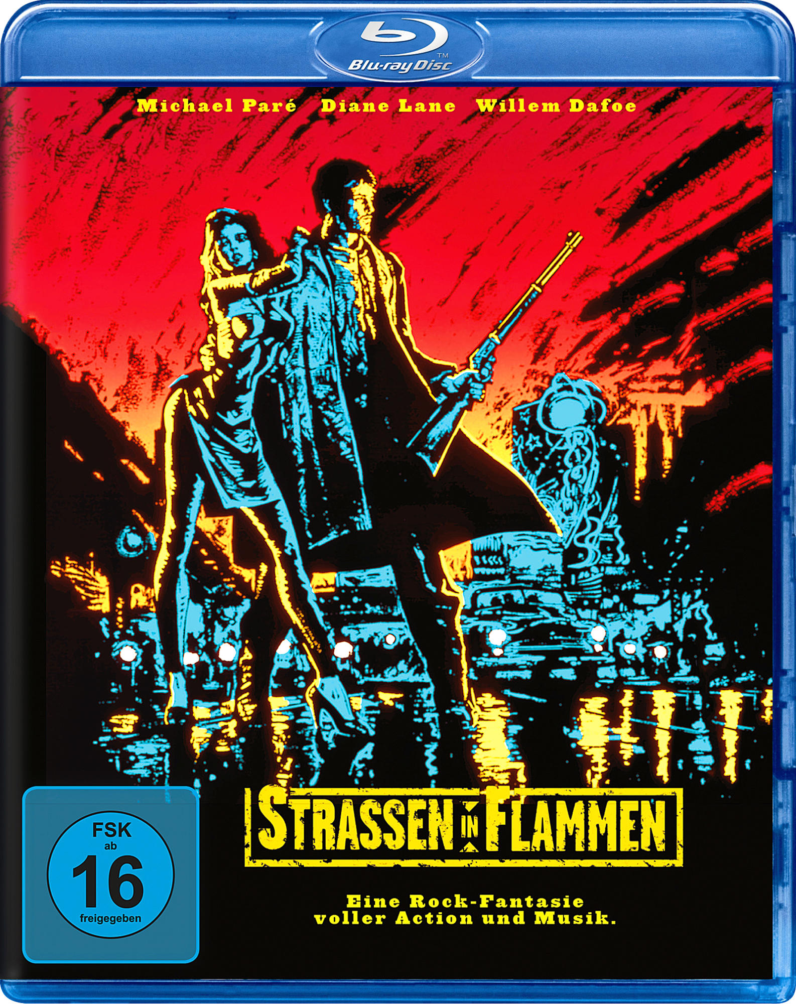 Blu-ray-Cover mit Filmplakat. Ein Mann mit Gewehr und eine Frau neben ihm.