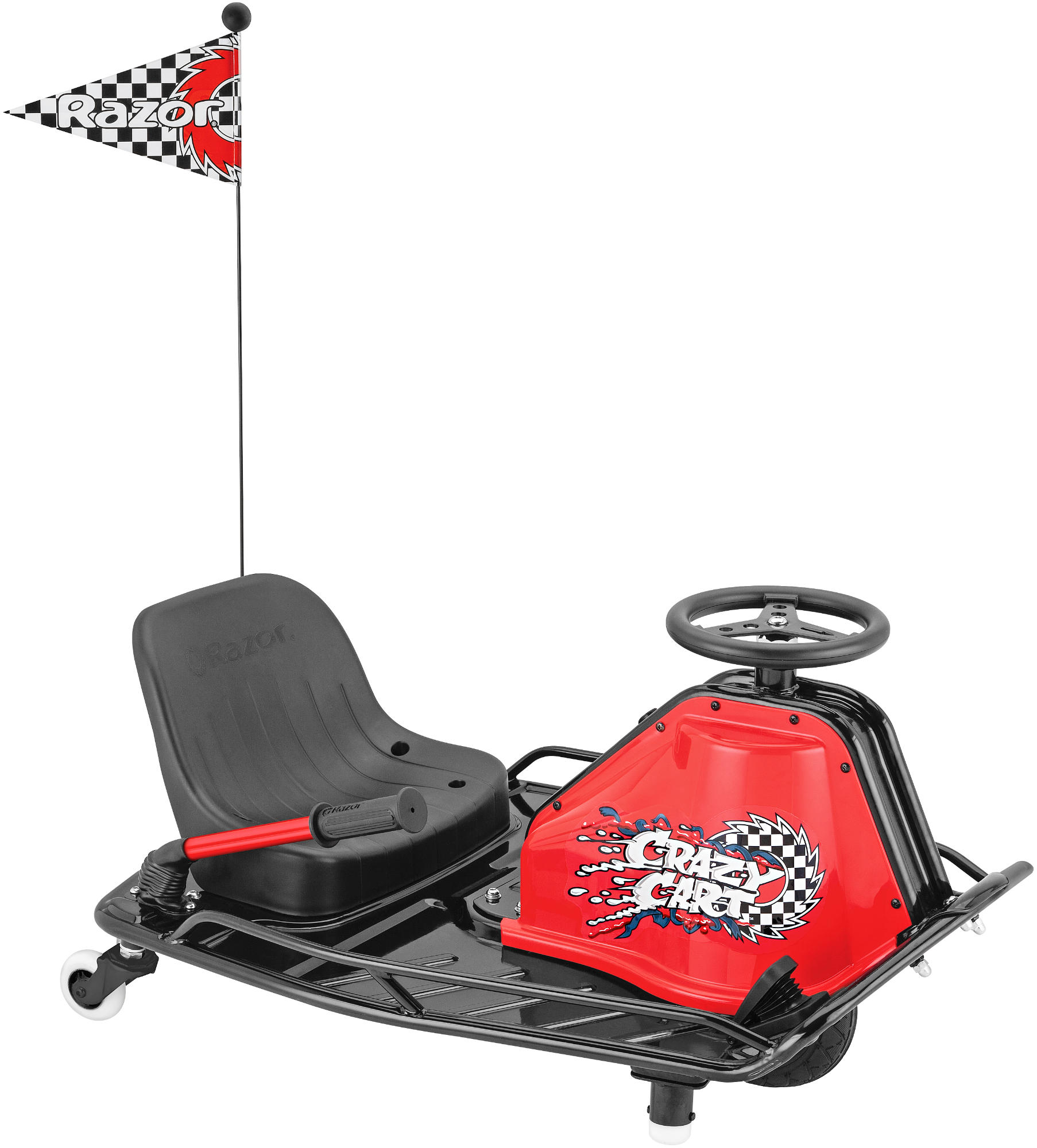 Kart eléctrico - Razor Crazy Cart, velocidad máxima 19 km/h, color rojo y negro