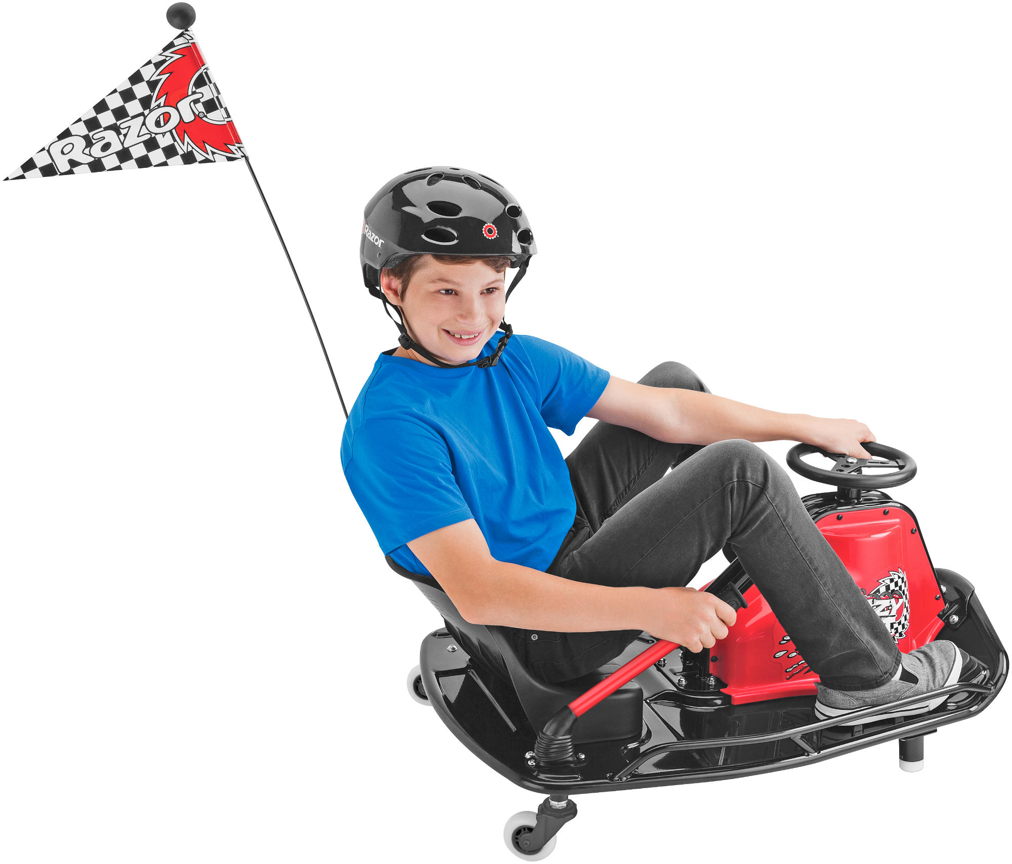 Kart eléctrico - Razor Crazy Cart, velocidad máxima 19 km/h, color rojo y negro
