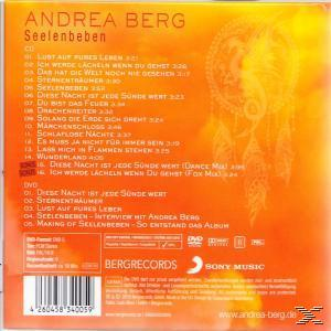 CD-Rückseite: Album von Andrea Berg, Seelenbeben. Oranger Hintergrund, Titelliste und Traumfänger.