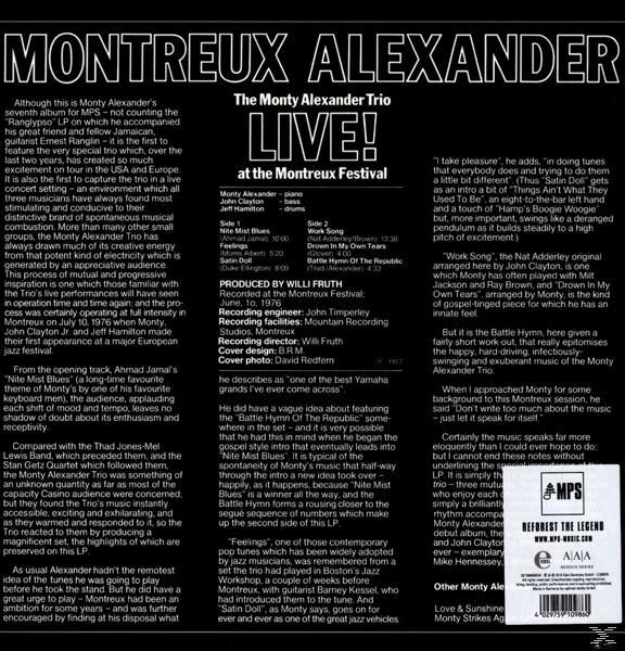 Ein schwarz-weißes Albumcover für Montreux Alexander Trio LIVE! beim Montreux Festival.
