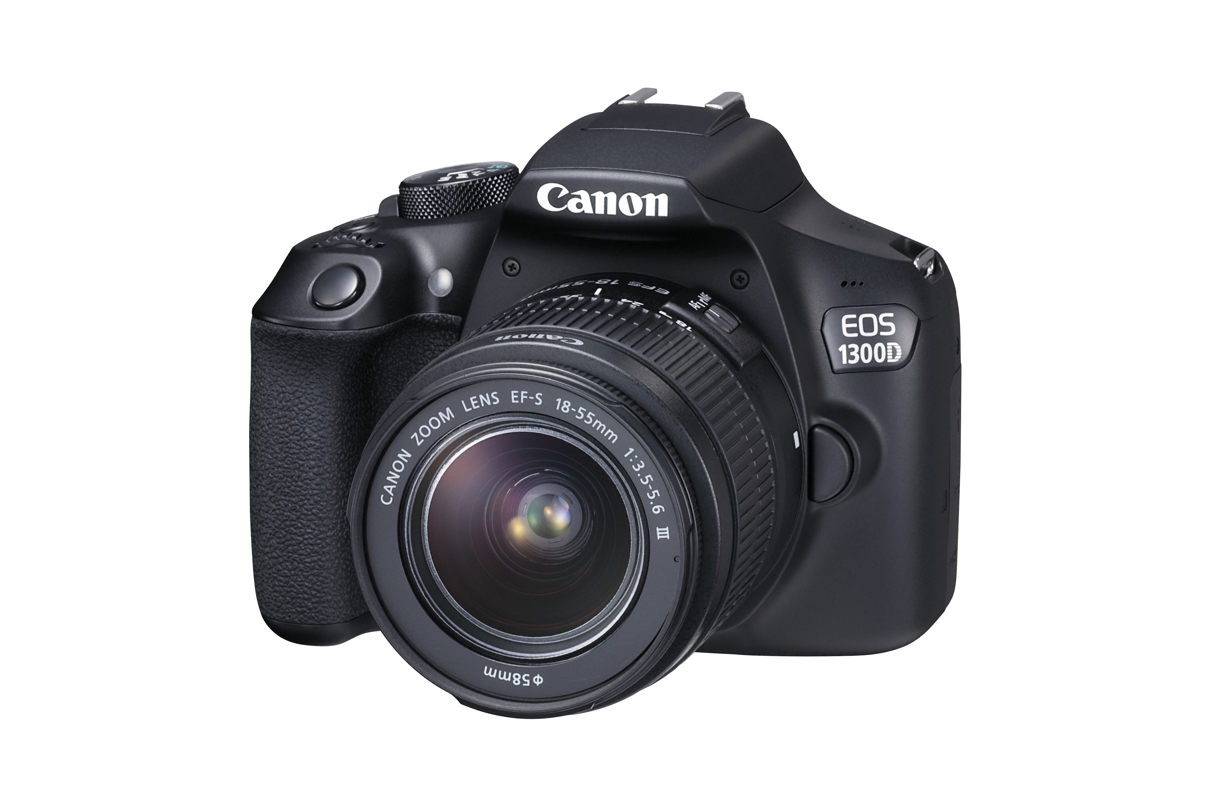 CANON EOS 1300D Kit Spiegelreflexkamera, 18 Megapixel, 18-55 mm Objektiv (DC, EF-S), WLAN, Schwarz