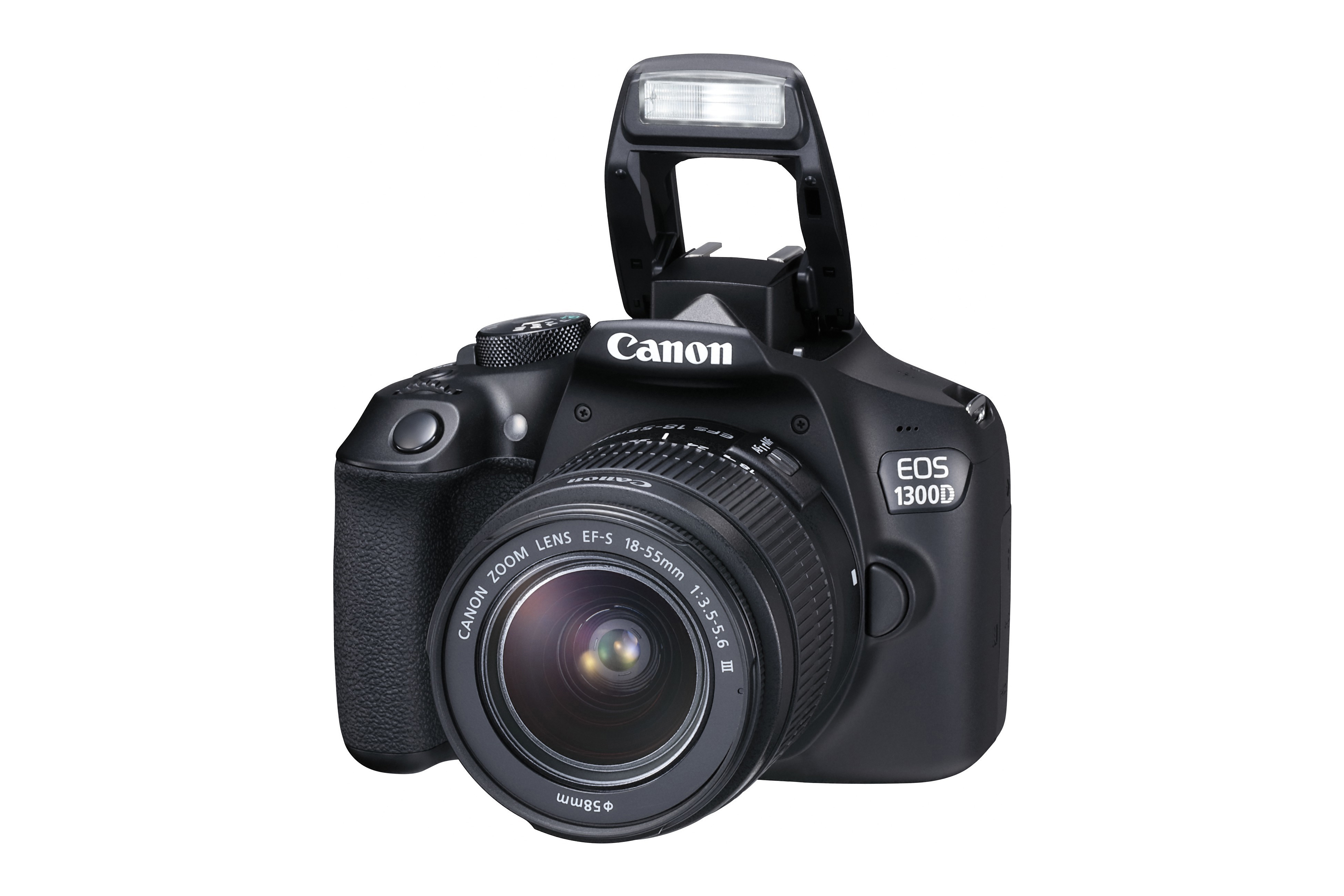 CANON EOS 1300D Kit Spiegelreflexkamera, 18 Megapixel, 18-55 mm Objektiv (DC, EF-S), WLAN, Schwarz