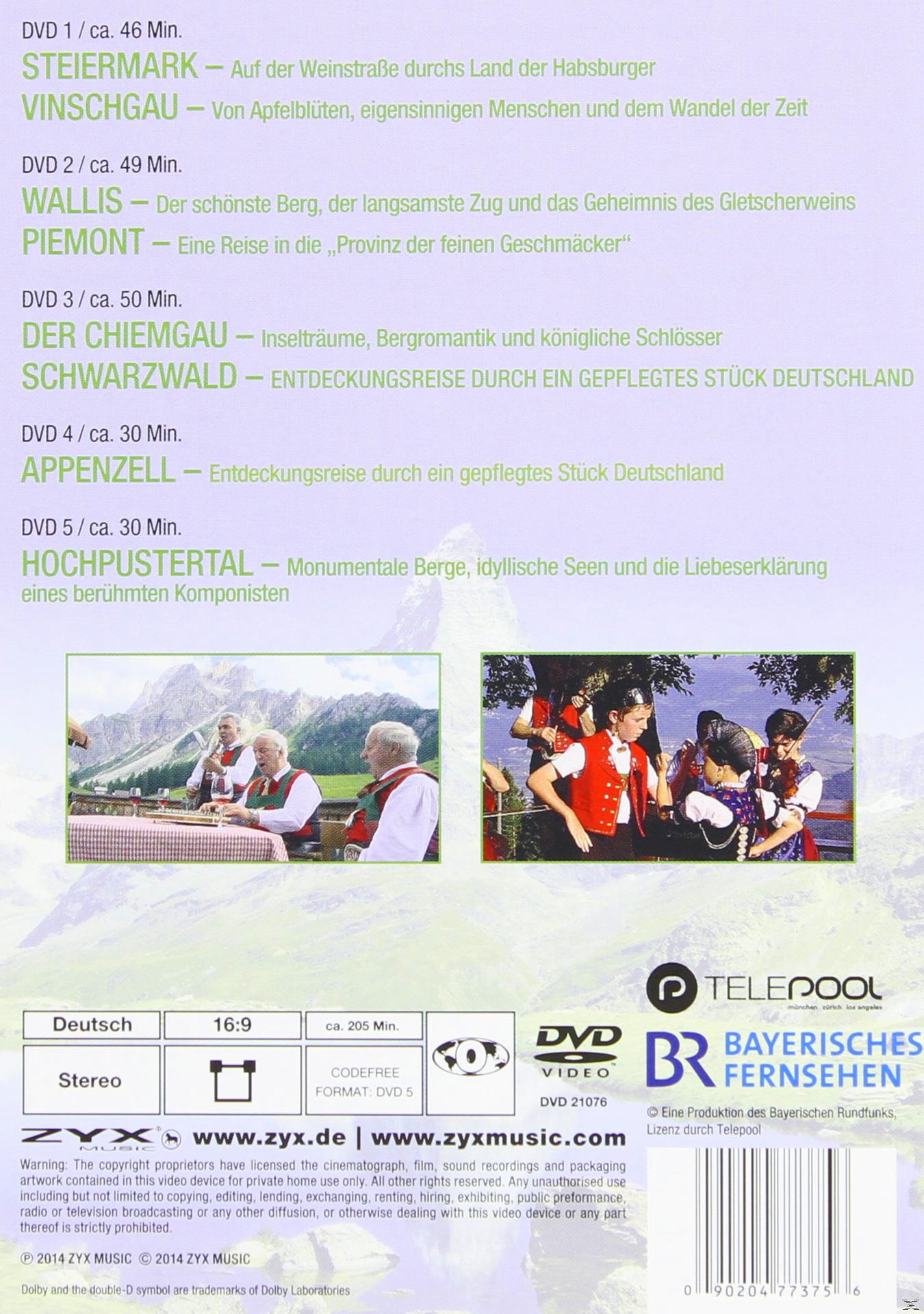 Eine DVD-Hülle mit Text und einer Gruppe von Leuten, mit grünem Hintergrund.
