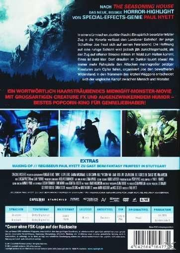 Rückseite des Filmplakats. Zeigt eine dunkle Monsterszene mit deutschem Text und mehreren kleineren Bildern.