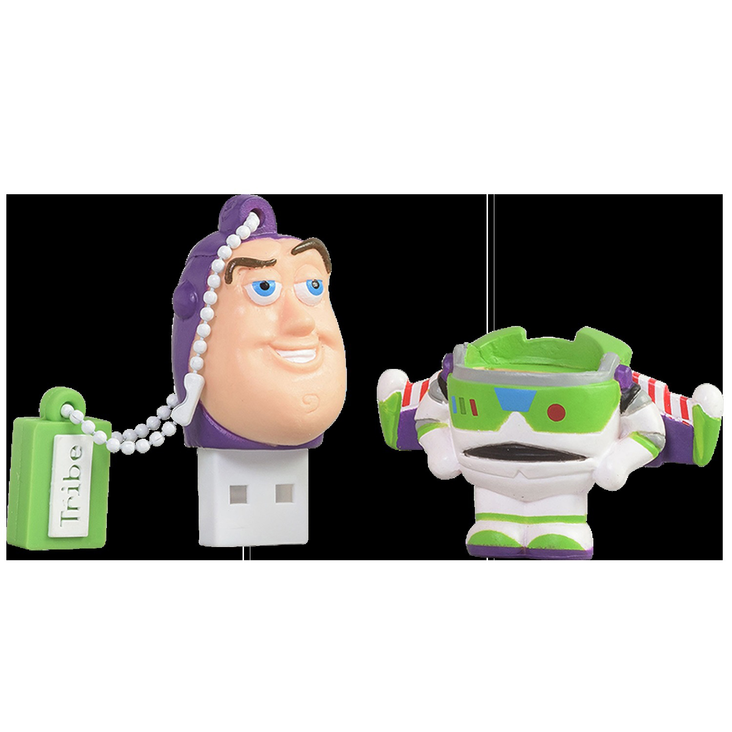 Zwei Buzz Lightyear USB-Sticks, einer als Kopf und einer als Ganzkörper.
