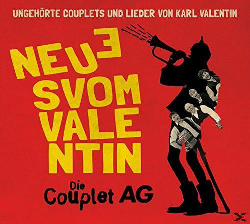 Albumcover: Silhouette eines Mannes mit Megafon. Text: Ungehörte Couplets und Lieder von Karl Valentin.
