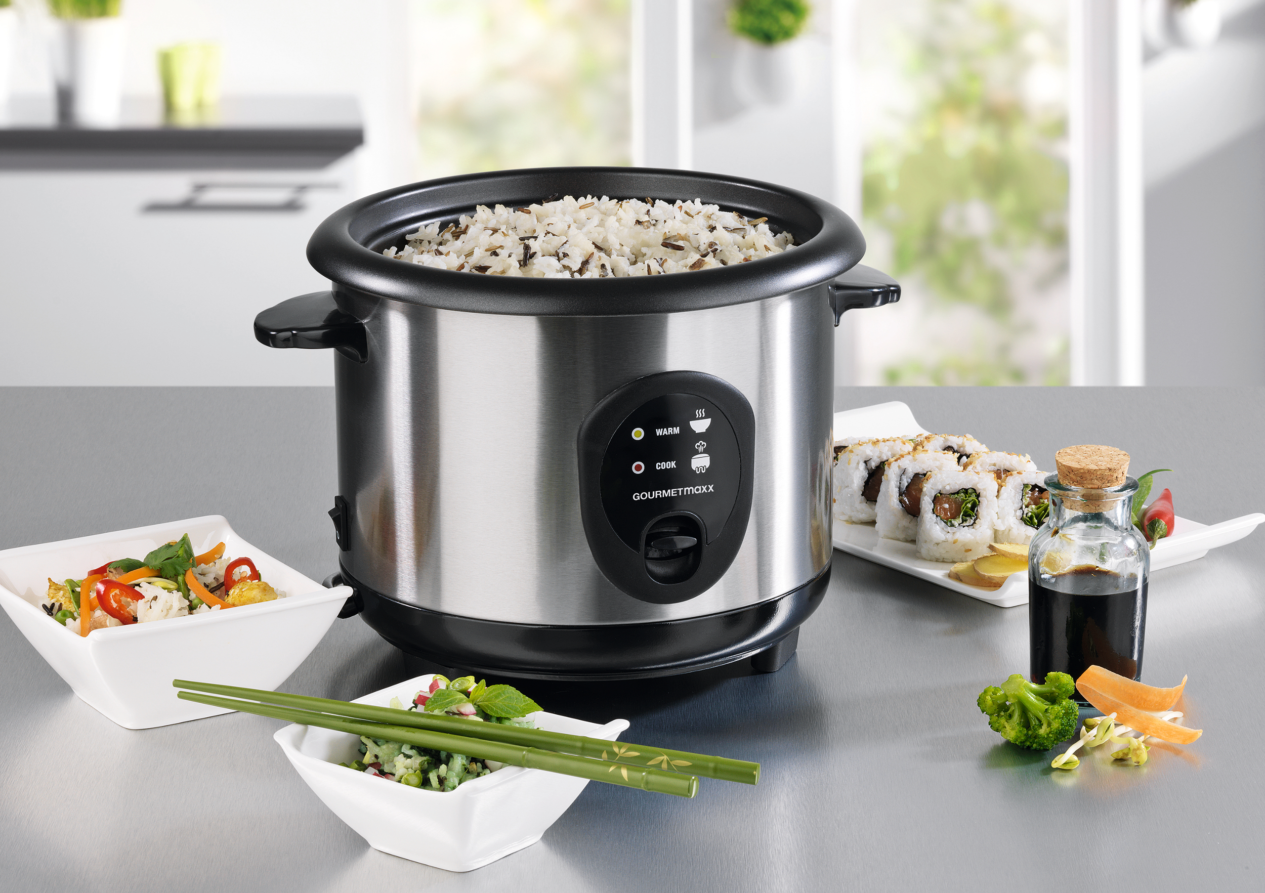 GOURMETMAXX 9724 Reiskocher (400 Watt, Silber/Schwarz)
