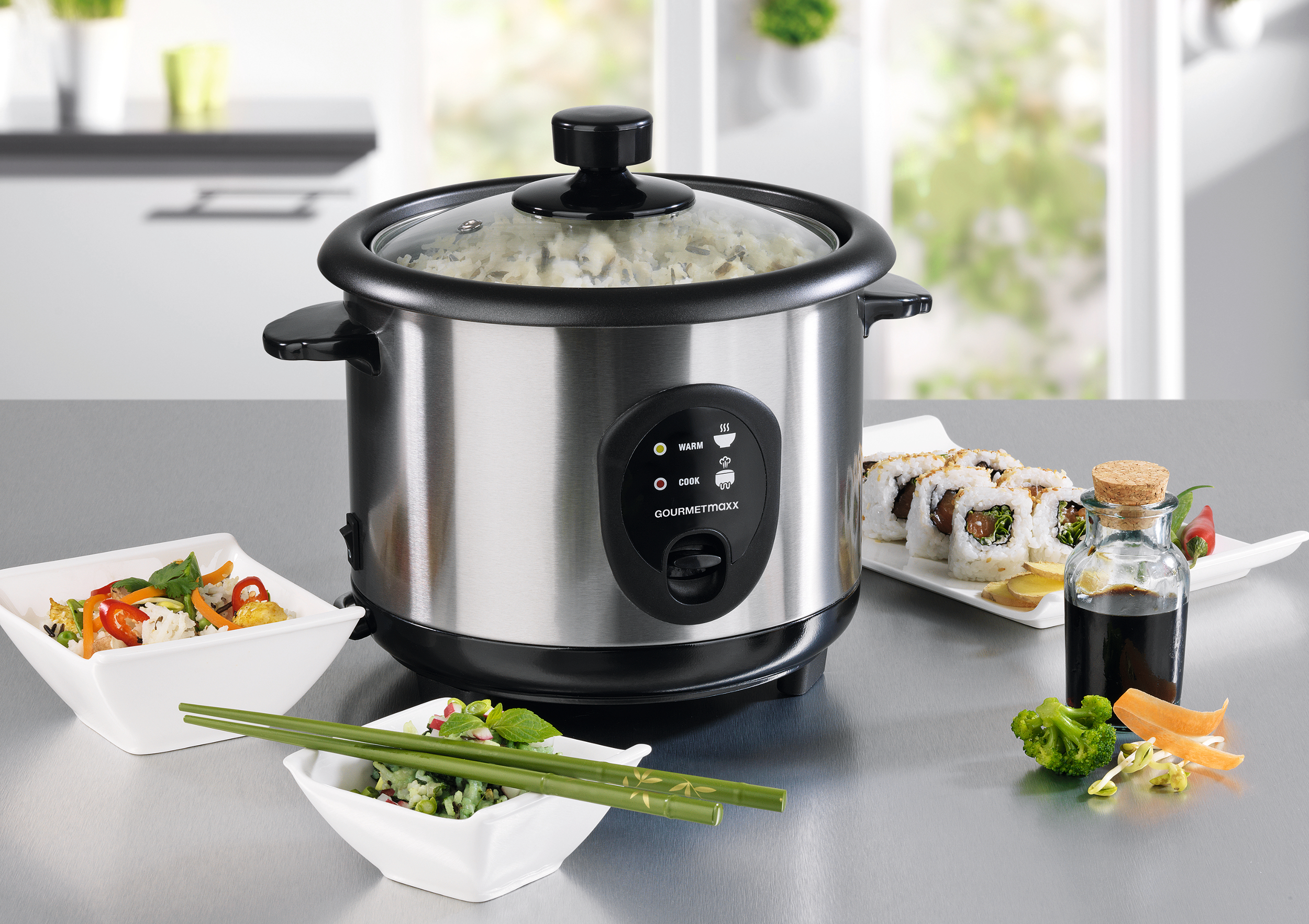 GOURMETMAXX 9724 Reiskocher (400 Watt, Silber/Schwarz)