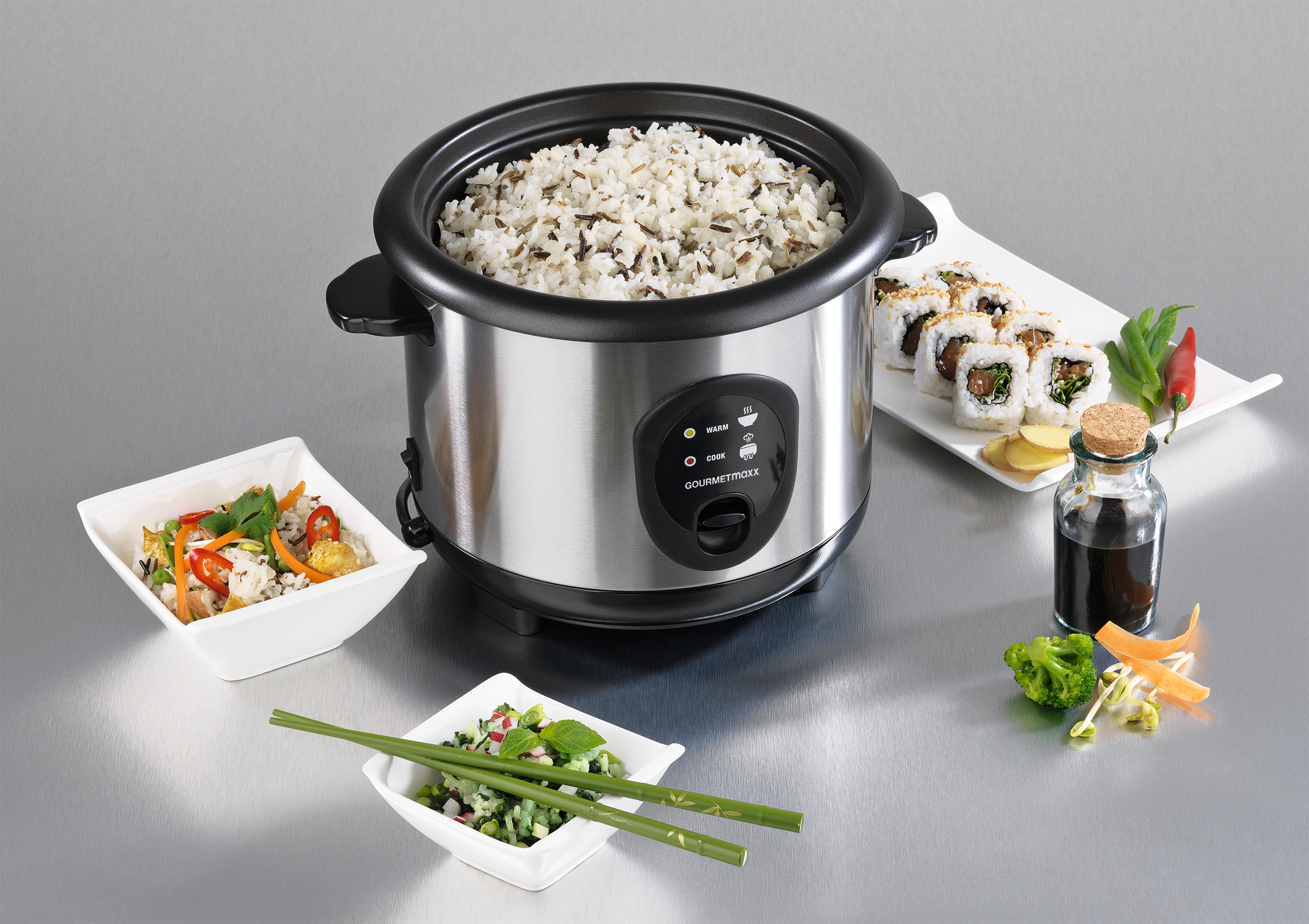 GOURMETMAXX 9724 Reiskocher (400 Watt, Silber/Schwarz)