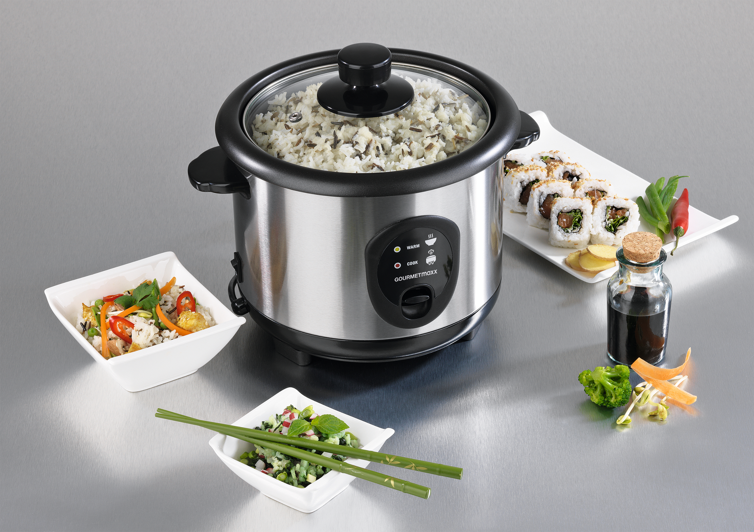 GOURMETMAXX 9724 Reiskocher (400 Watt, Silber/Schwarz)