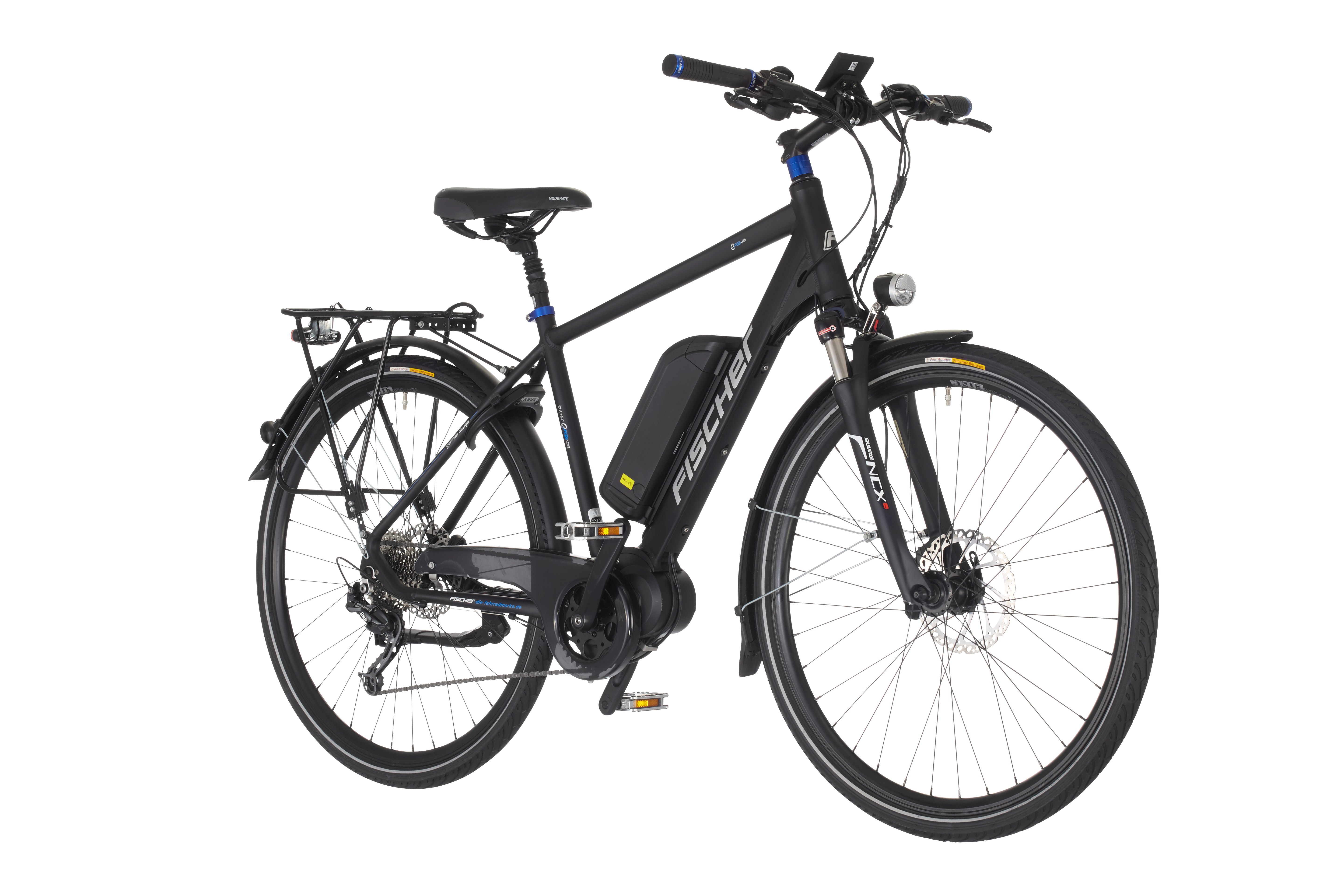 FISCHER Herren Trekking Proline EVO ETH 1607 Shimano 9-Gang Deore Trekkingrad (Laufradgröße: 28 Zoll, Herren-Rad, 504 Wh, Schwarz matt)