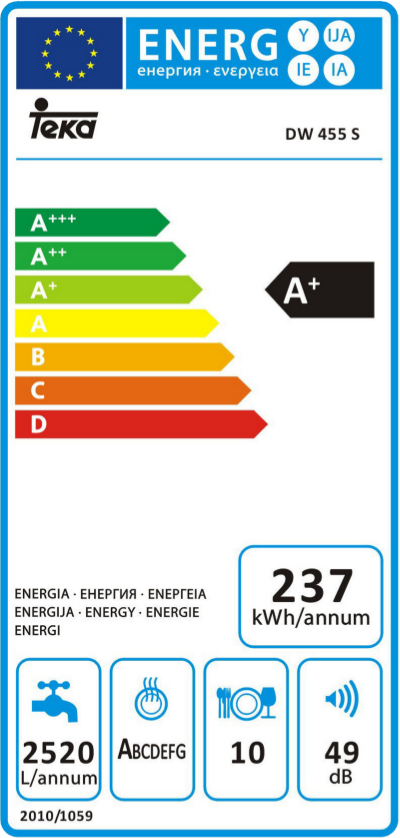 TEKA DW 455 S beépíthető mosogatógép