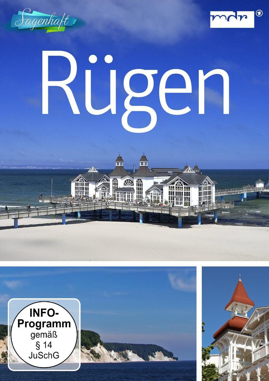 Rügen, Deutschland, malerische Küstenansicht, Meer und Gebäude. Titel: Rügen.