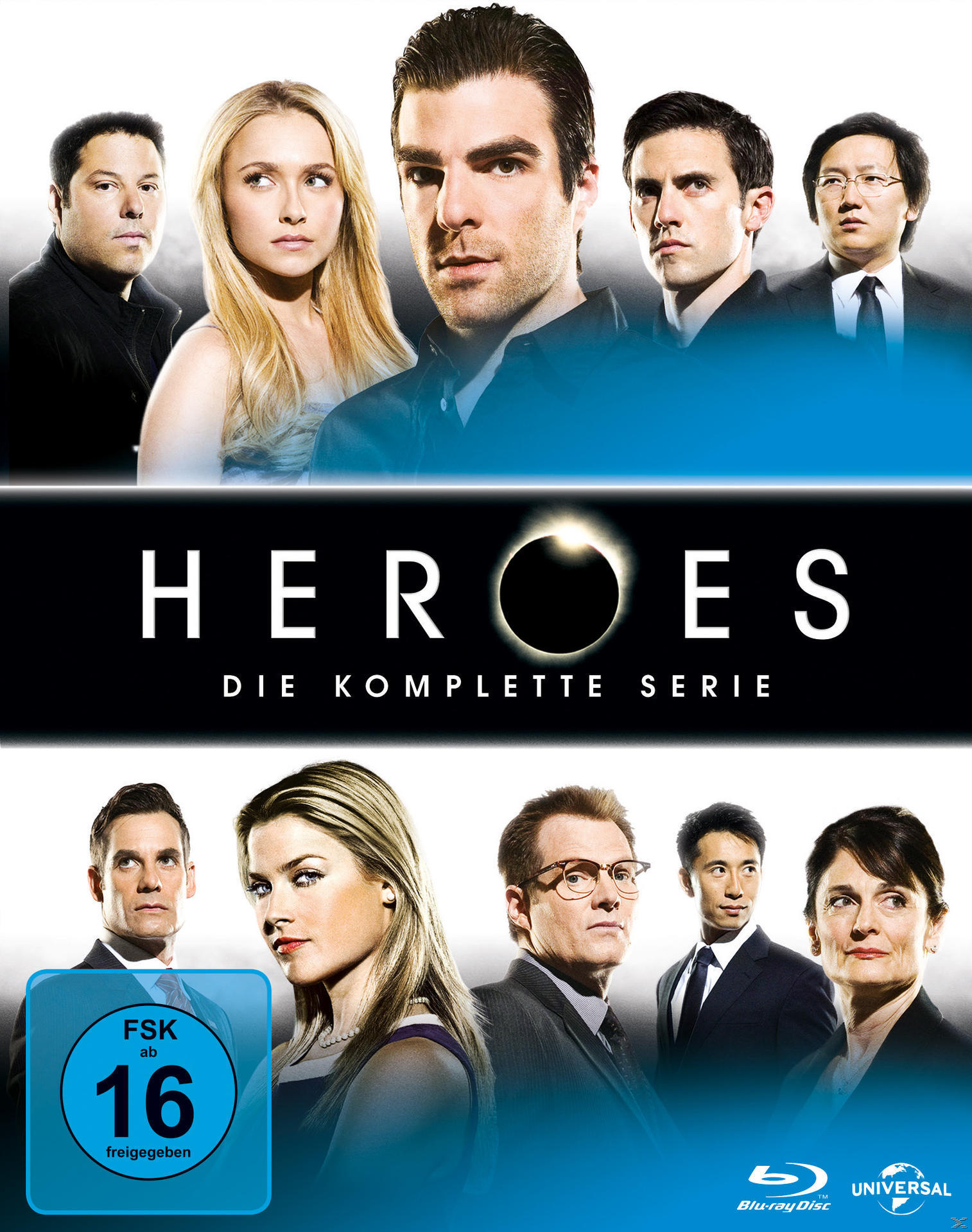 DVD-Hülle der Serie Heroes, mit mehreren Schauspielern und dem Titel.