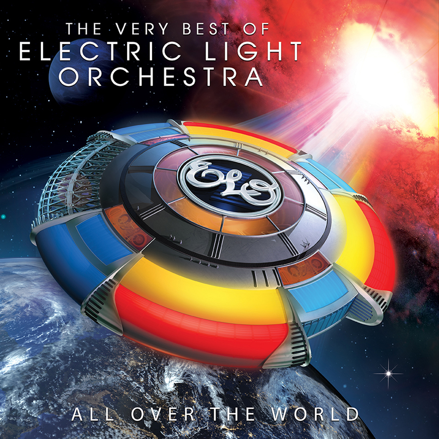 Albumcover von Electric Light Orchestra. Weltraum- und Planetenszene.