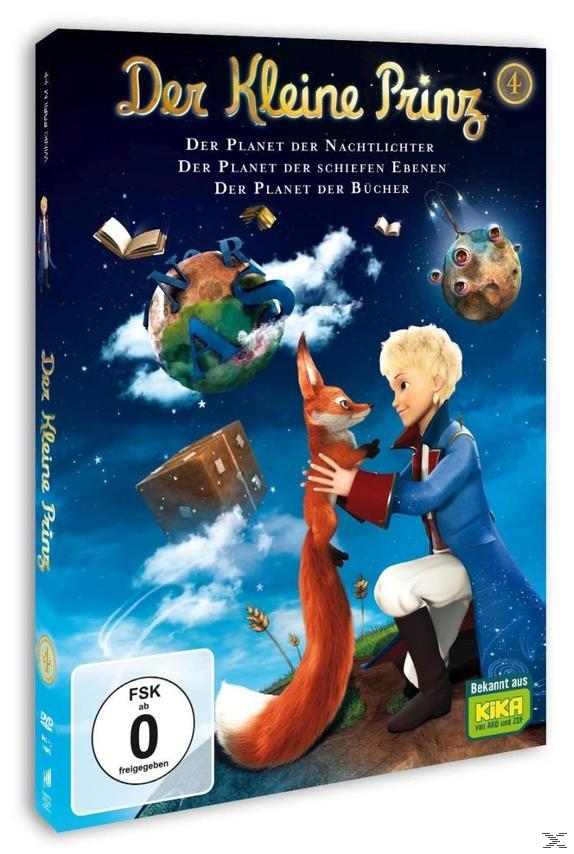DVD-Hülle von 'Der kleine Prinz': ein Junge, Fuchs, Planeten und Buch auf blauem Himmel.