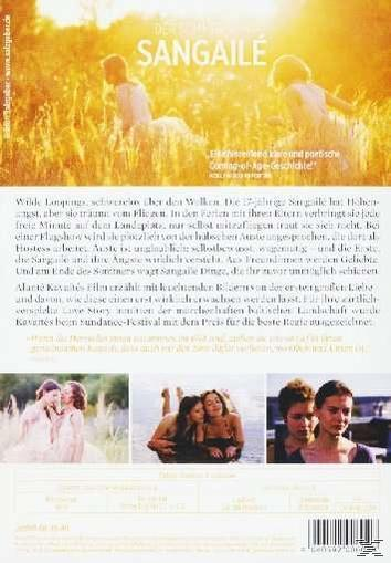 DVD-Cover mit Fotos von Frauen, Text und sonnigem Hintergrund; der Titel lautet Sangailė.