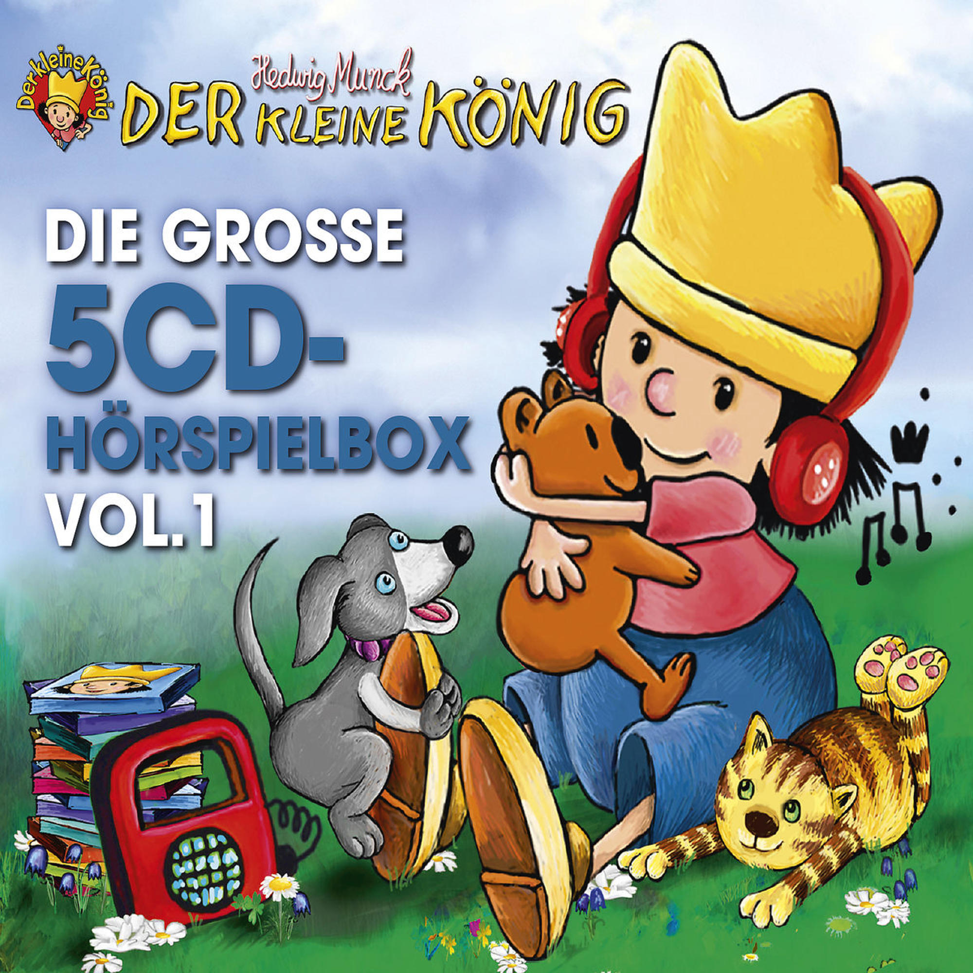 Kinder-CD-Cover: Der Kleine König, ein Junge mit Krone und Tiere.