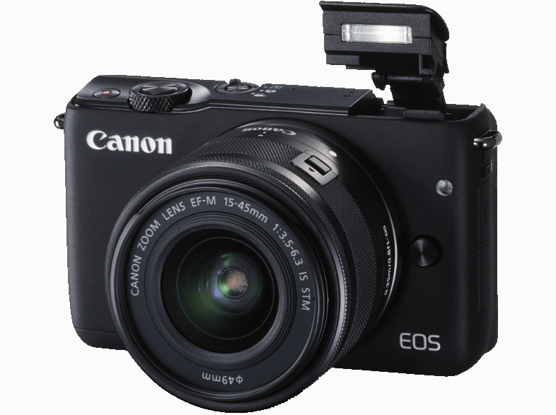 CANON EOS M10 3 inç 7.5 cm Ekran 18 MP EF-M 15-45mm Lens Kit Wi-Fi NFC EU23 DSLR Fotoğraf Makinesi Siyah