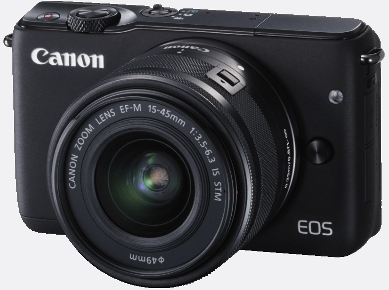 CANON EOS M10 3 inç 7.5 cm Ekran 18 MP EF-M 15-45mm Lens Kit Wi-Fi NFC EU23 DSLR Fotoğraf Makinesi Siyah