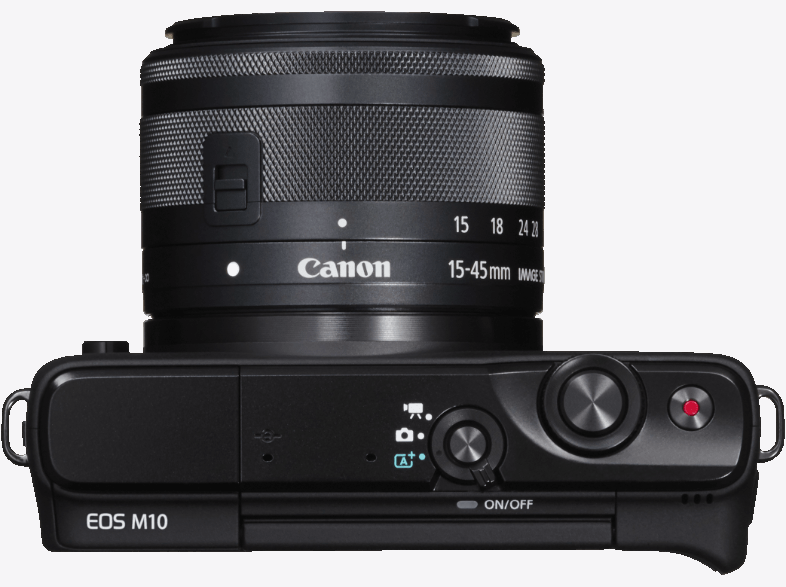 CANON EOS M10 3 inç 7.5 cm Ekran 18 MP EF-M 15-45mm Lens Kit Wi-Fi NFC EU23 DSLR Fotoğraf Makinesi Siyah