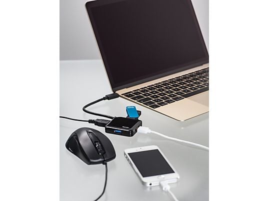 HAMA Hub USB 3 Type-C 01:04 - USB Hub (Noir)