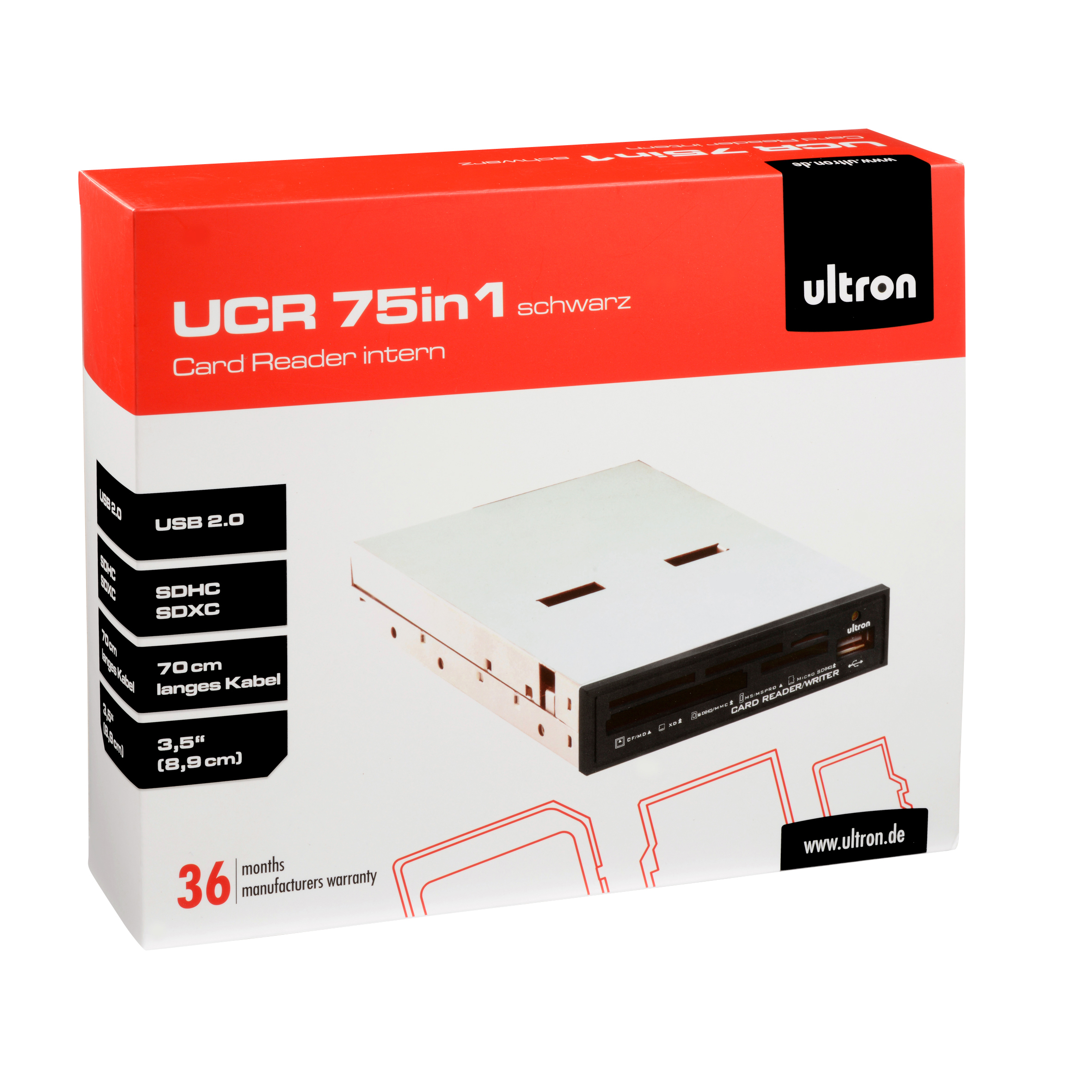 ULTRON UCR 75 Internes 3.5 Zoll (8.9 cm) Kartenlesegerät