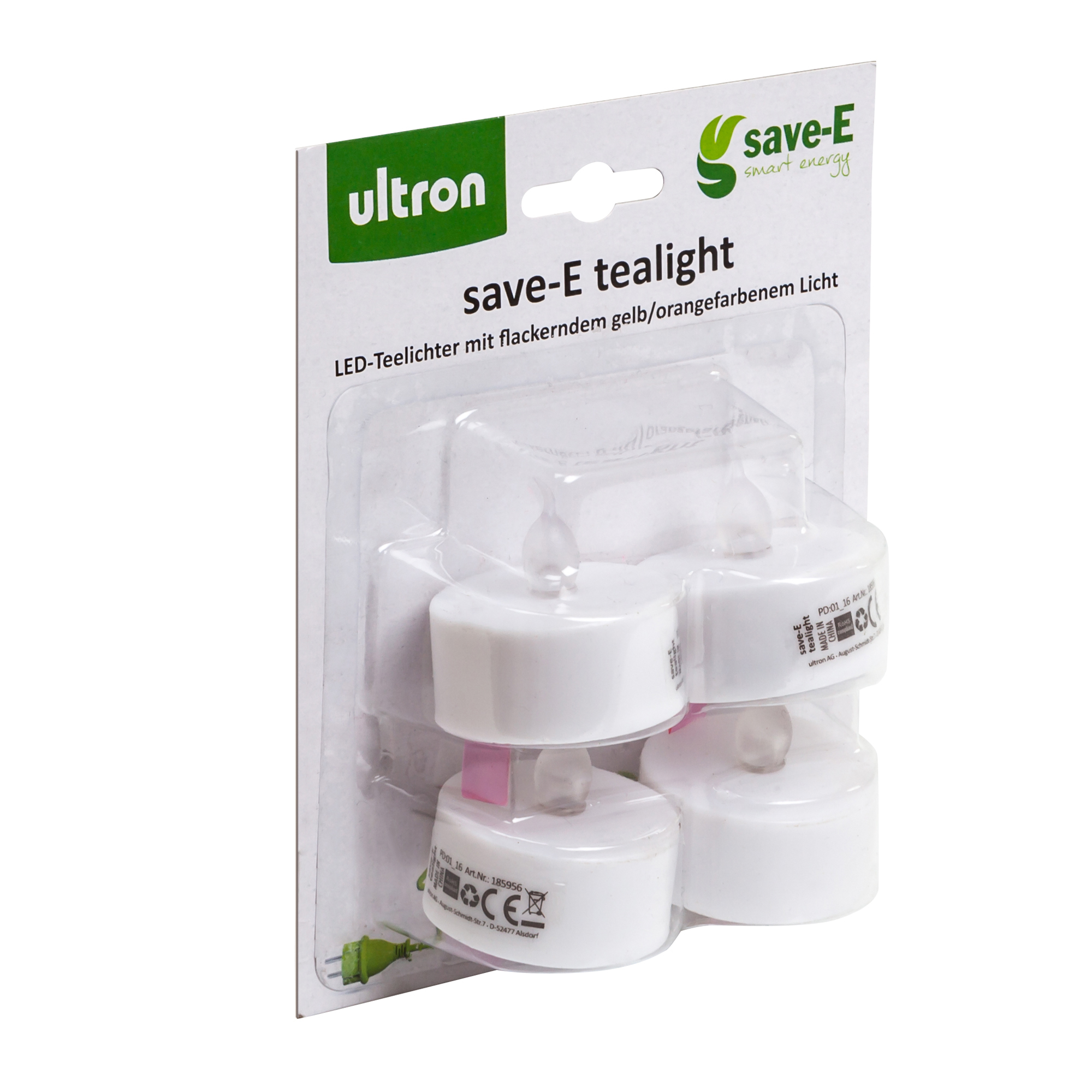 ULTRON 185956 Save-E 4-tlg. LED Teelicht Gelb/Orange