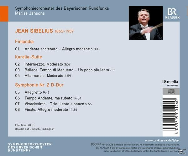 CD-Cover mit Text über Jean Sibelius und seine musikalischen Kompositionen.