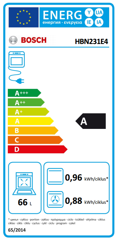 BOSCH HBN231E4 beépíthető sütő