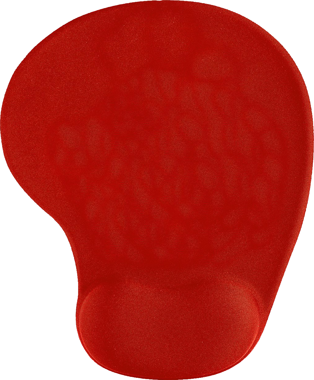 Piros ergonomikus egérpad fekete háttérrel, csuklótámasszal.