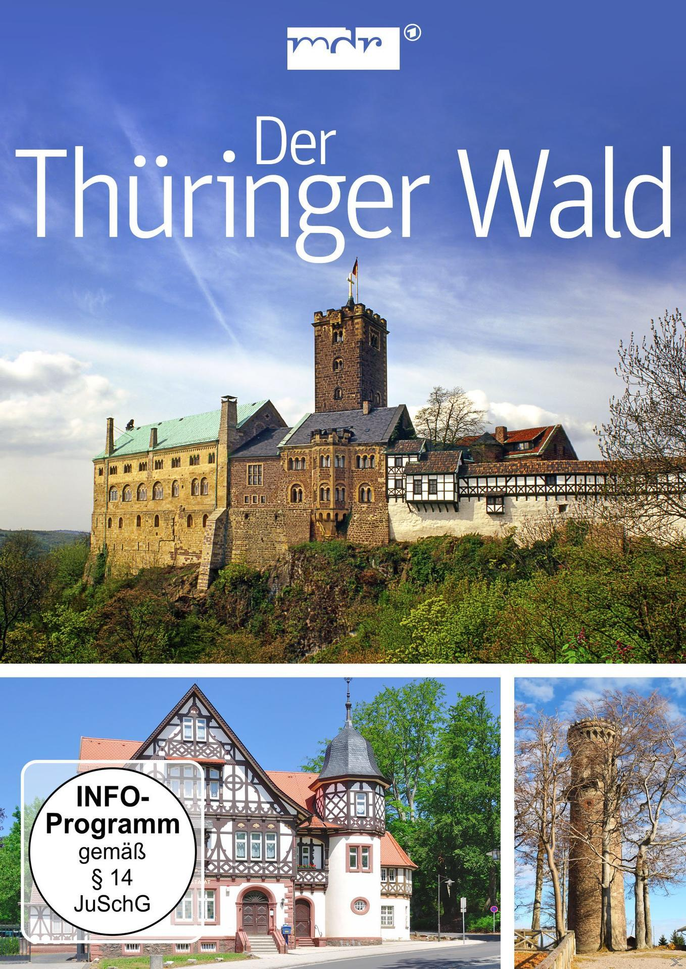 Landschaftsbild einer Burg mit Textüberlagerung. Zusätzliche Bilder von Gebäuden und einem Turm.