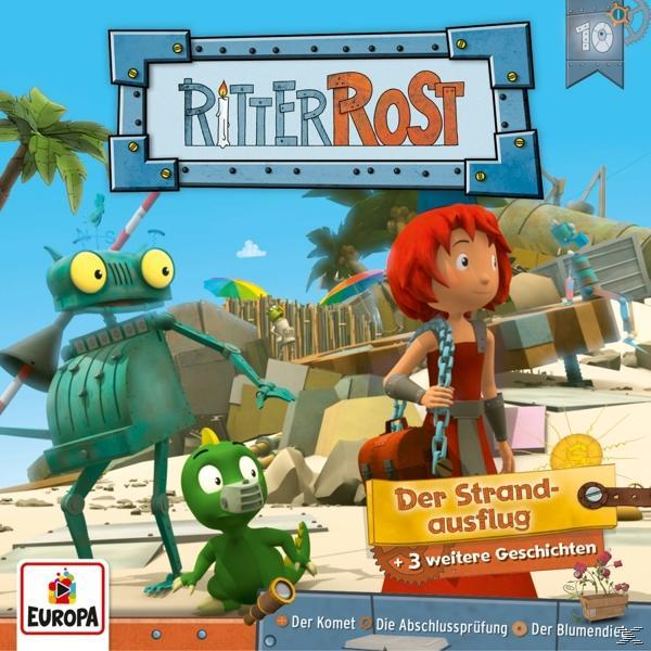 Cartoon-Bild von Ritter Rost-Charakteren. Das Cover hat Text auf Deutsch und zeigt einen grünen Roboter und andere Cartoon-Charaktere.