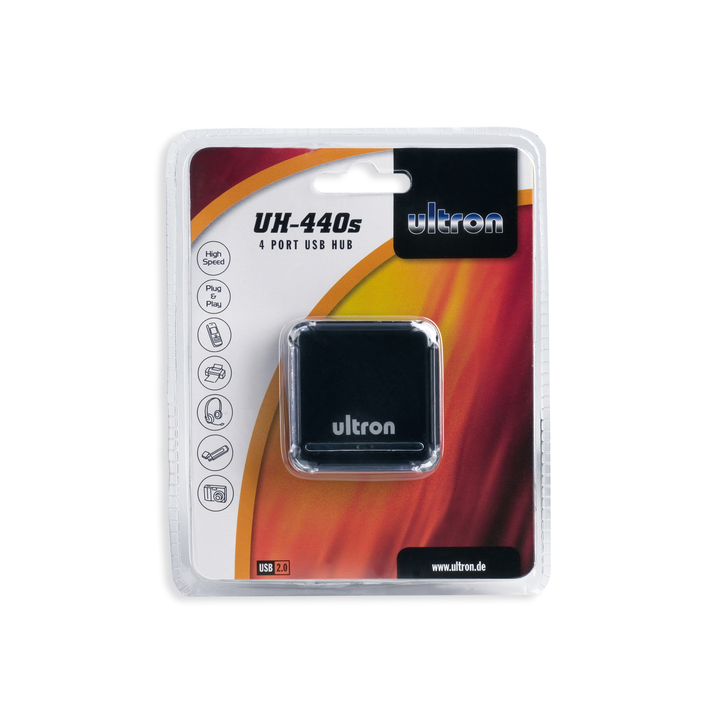 USB UH-440s, 2.0 Hub, Schwarz 4-Port ULTRON