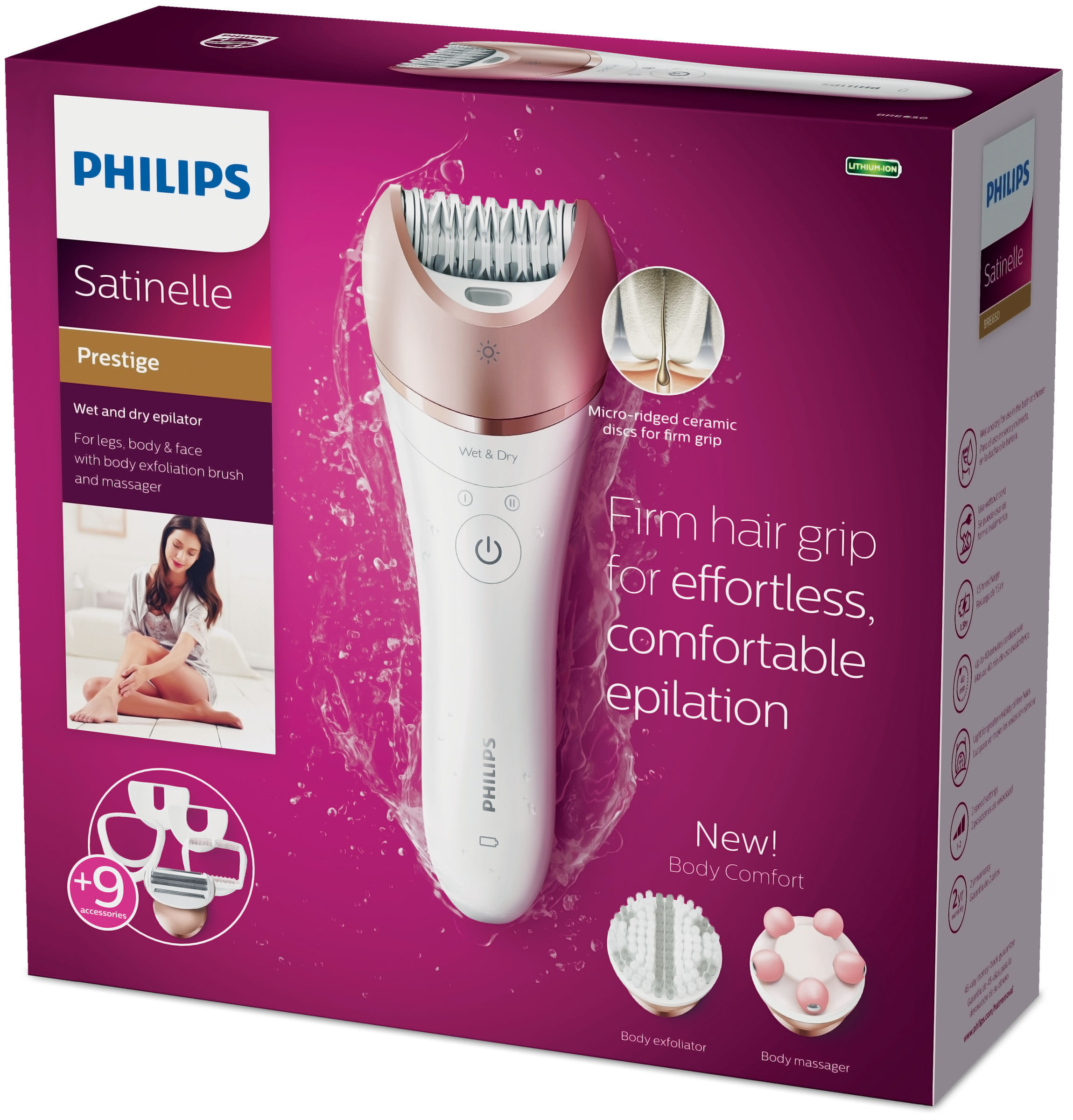PHILIPS BRE650/00 Satinelle Prestige  Epilierer, Weiß/Bronze