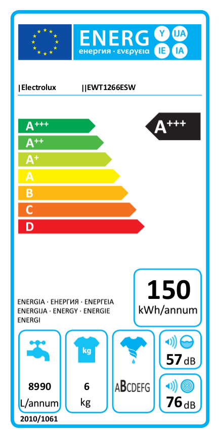 ELECTROLUX EWT1266ESW Felültöltős mosógép, 6 kg, 1200 f/p., A+++, LCD kijelző