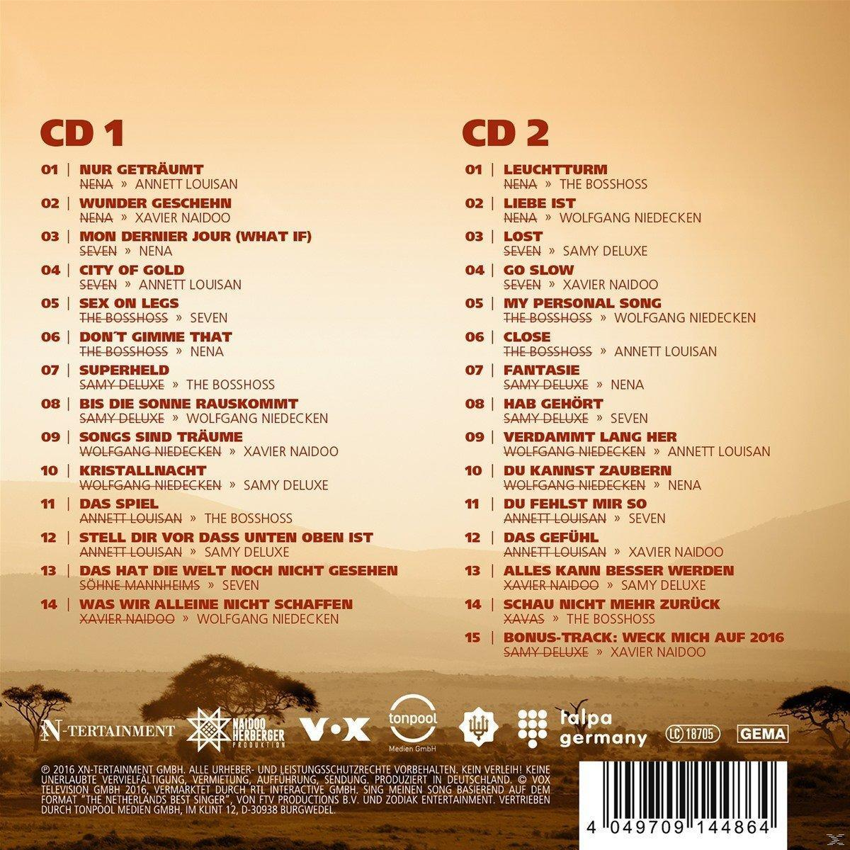 CD-Albumcover mit Titellisten. Das Cover ist ein farbenfrohes Album mit Titellisten auf beiden Seiten.