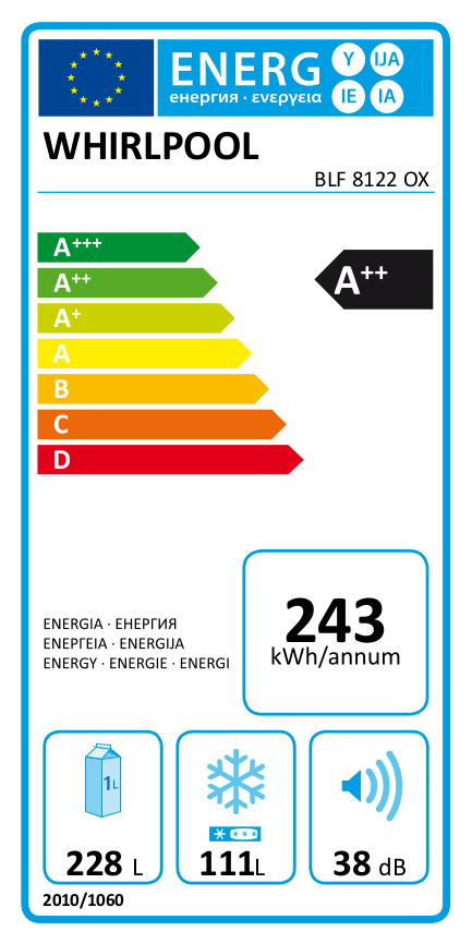 WHIRLPOOL BLF 8122 OX LessFrost kombinált hűtőszekrény, 5 év kompresszorgarancia