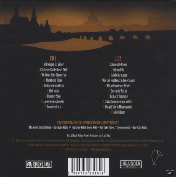 Rückseite einer CD mit Titelliste auf Deutsch und Bildern.