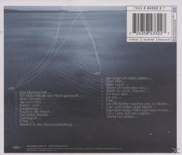 CD mit Trackliste und Wasserhintergrund.