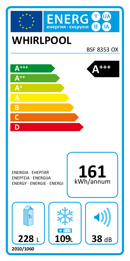 WHIRLPOOL BSF 8353 OX kombinált hűtőszekrény, A+++, 5 év kompresszorgarancia