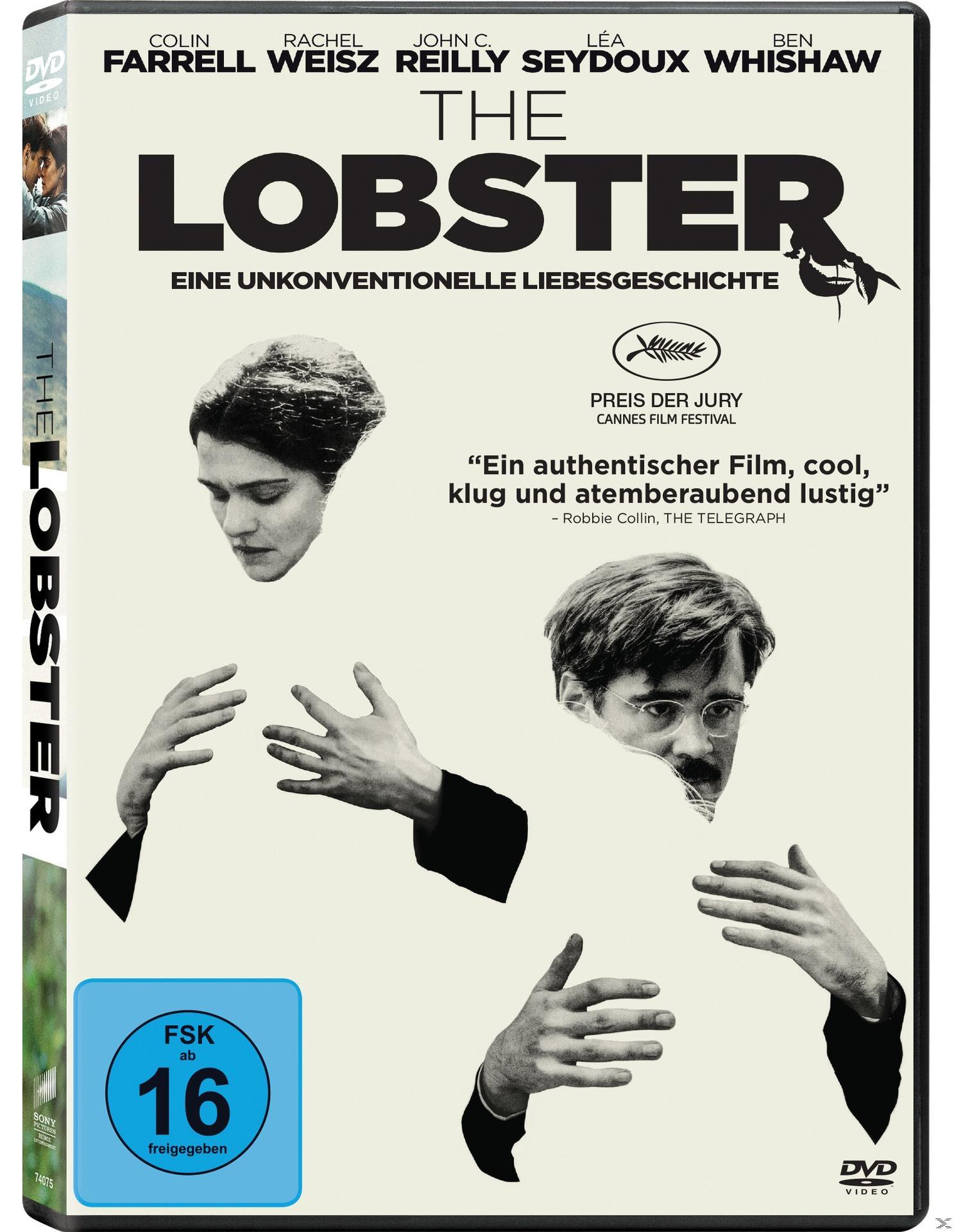 DVD-Cover: Film The Lobster. Schauspieler: Colin Farrell, Rachel Weisz. Text: Une histoire d'amour.