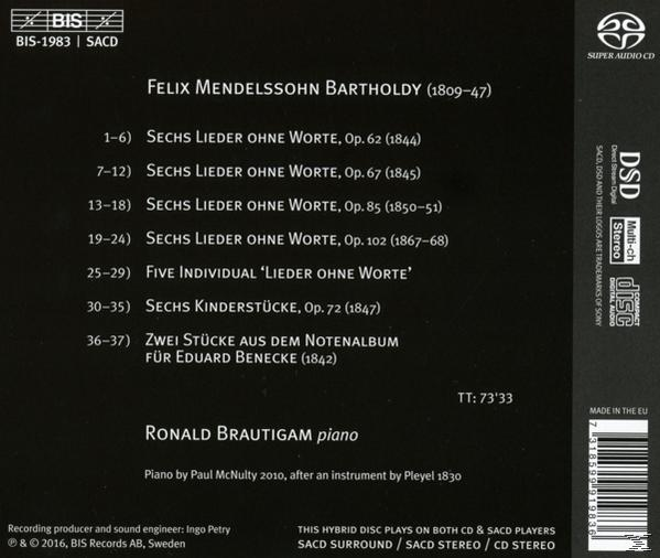 Ronald Brautigam - Lieder ohne Worte,Hefte 5-8  - (SACD Hybrid)