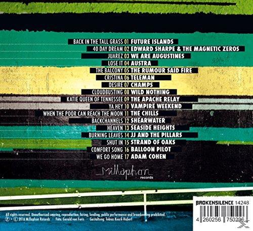 Album-Rückseite mit grünem und schwarzem Design und Titelliste.