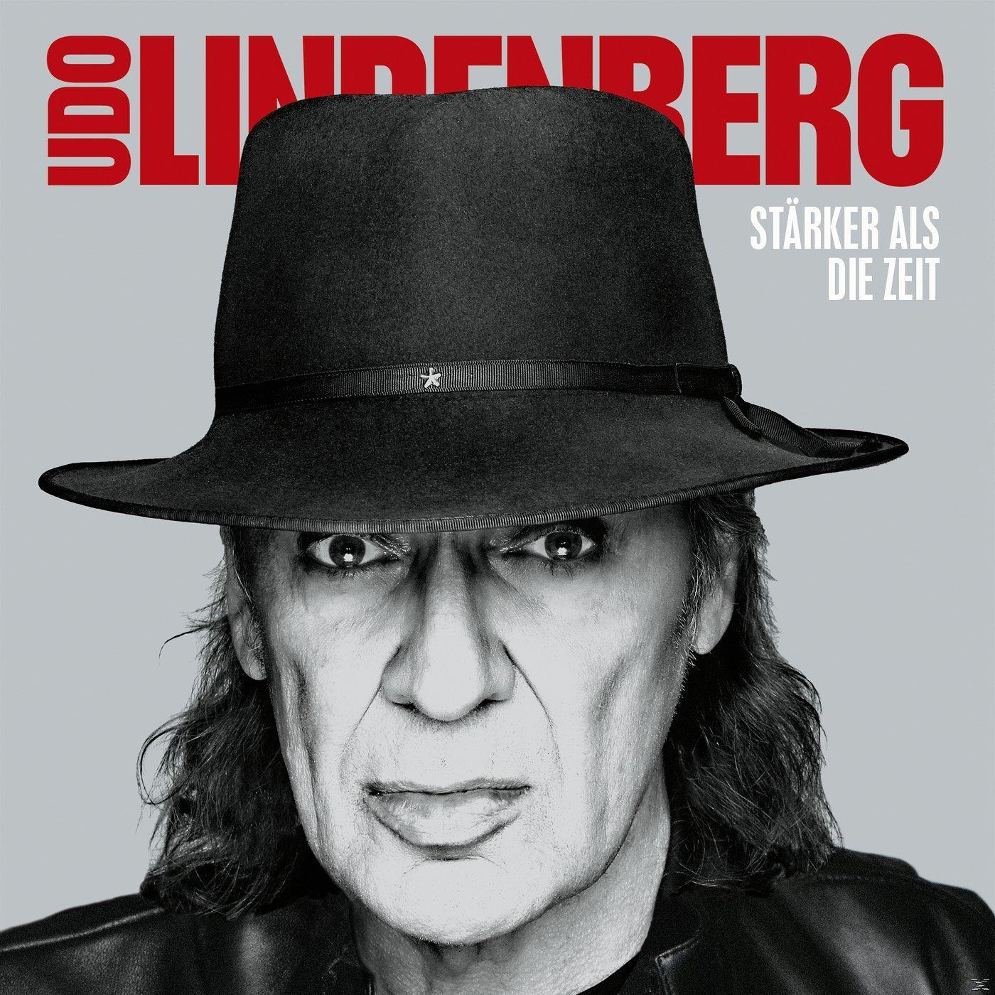 Album borító: Udo Lindenberg. Fekete kalap, komoly arckifejezés. Szöveg: 'Stärker als die Zeit'.