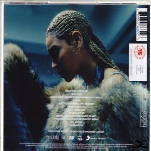 Beyoncé album borítója: fonott hajú, szőrmés nő, szöveg a hátoldalon.