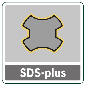 Szürke és sárga SDS-plus logó.
