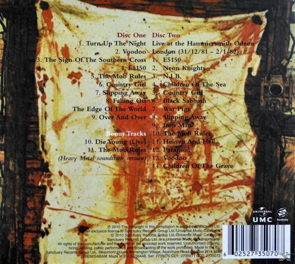 Album számlista a zenekar nevével és vérszerű piros csíkokkal.